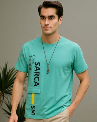 Autna Printed Men Round Neck Green T-Shirt