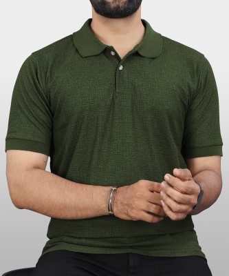 VeBNoR Printed Men Polo Neck Green T-Shirt