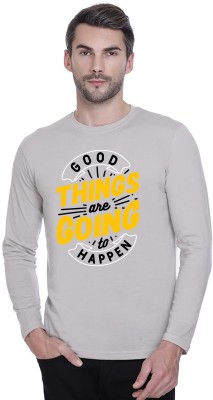 ManGOD Printed, Solid, Sporty, Self Design Men Round Neck Grey T-Shirt