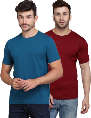 MINISTRY OF FRIENDS Solid Men Round Neck Red, Blue T-Shirt