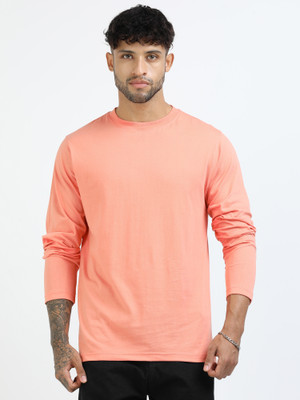 Chill Factor Solid Men Round Neck Orange T-Shirt