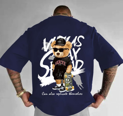 LGR FASHION Printed Men Round Neck Dark Blue T-Shirt