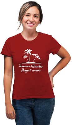 SmarTee Street Printed Women Round Neck Red T-Shirt