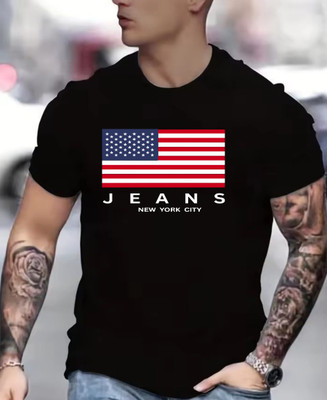 NOMITH Graphic Print Men Round Neck Black T-Shirt
