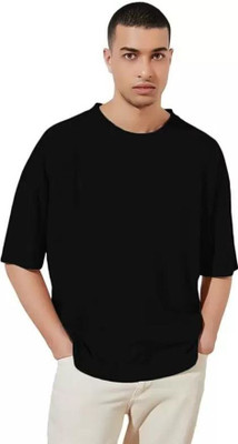 MIT Bharat Solid Men Round Neck Black T-Shirt