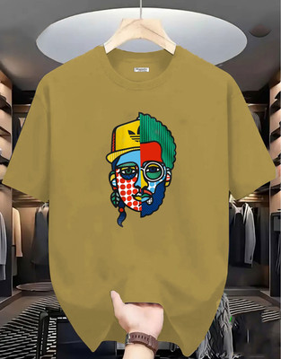 Magneto Printed Men Round Neck Beige T-Shirt