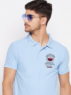 SZN Printed Men Polo Neck Blue T-Shirt