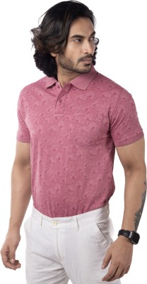 Vital Floral Print Men Polo Neck Pink T-Shirt