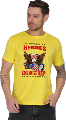 Kritiken Solid Men Round Neck Reversible Yellow T-Shirt