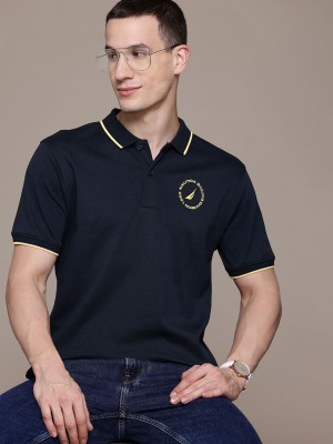 NAUTICA Solid Men Polo Neck Blue T-Shirt