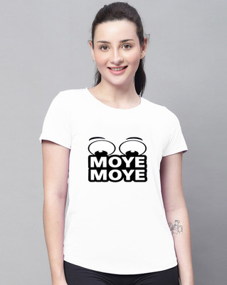 VAMIKAFASHIONES Printed Women Round Neck White T-Shirt