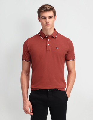 Arrow Sport Solid Men Polo Neck Brown T-Shirt