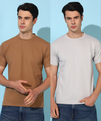 Christy World Self Design Men Round Neck Multicolor T-Shirt