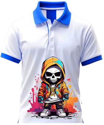 Yugavarshan Printed Men Polo Neck Yellow, Pink T-Shirt