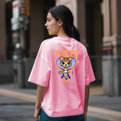 HouseOfCommon Graphic Print Women Round Neck Pink T-Shirt