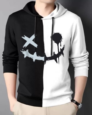 Try This Colorblock Men Hooded Neck Black, White T-Shirt