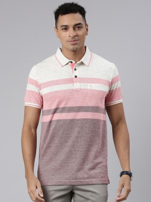 Classic Polo Striped Men Polo Neck White, Maroon T-Shirt