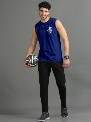 Triptee Printed Men Scoop Neck Dark Blue T-Shirt