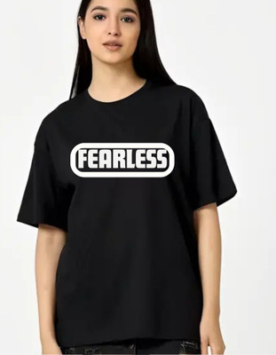 fashnobic Self Design Women Round Neck Black T-Shirt