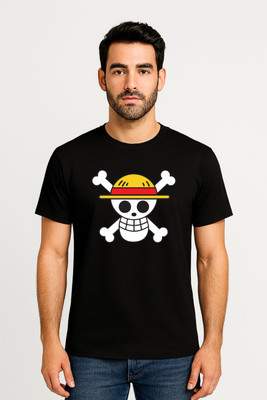 WickedCotton Graphic Print Men Round Neck Black T-Shirt