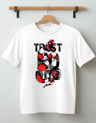 DIBBY Printed Men Round Neck White T-Shirt
