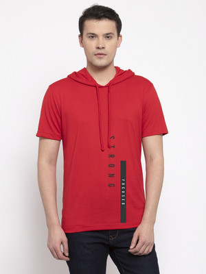 FRISKERS Graphic Print Men Hooded Neck Red T-Shirt