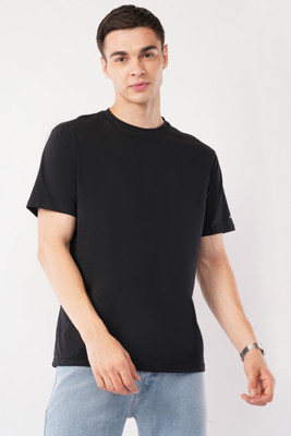 OFFSHADE Solid Men Round Neck Black T-Shirt