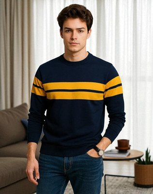 TrendShaper Solid Men Round Neck Navy Blue T-Shirt