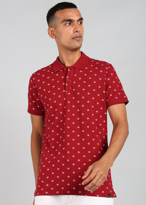 KILLER Printed Men Polo Neck Maroon T-Shirt