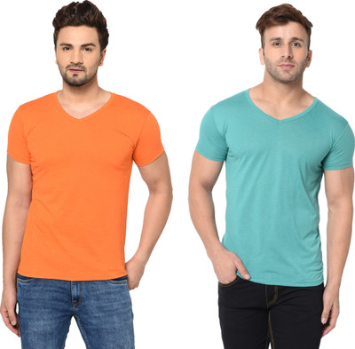 Tresna Fab Solid Men V Neck Multicolor T-Shirt