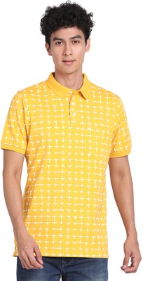 TURTLE Printed Men Polo Neck Yellow T-Shirt