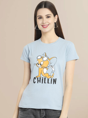 SZN Solid Women Round Neck Blue T-Shirt