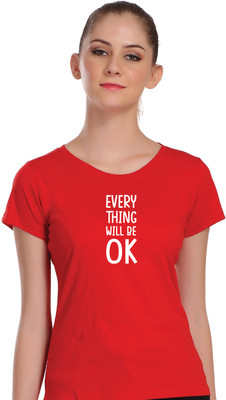 APE Graphic Print Women Round Neck Red T-Shirt