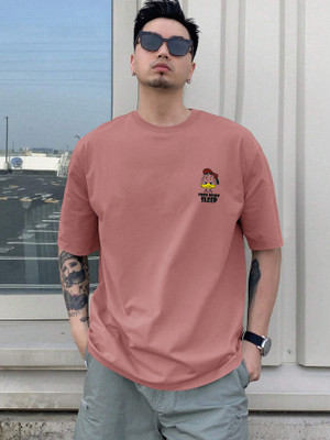 parthcreation Printed Men Round Neck Pink T-Shirt