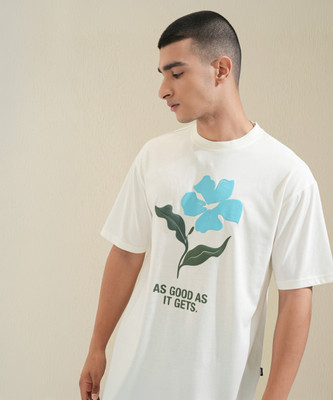 HIGHLANDER Printed Men Round Neck White T-Shirt