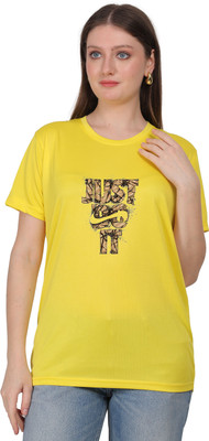 SENORITA COLLECTION Graphic Print Women Round Neck Yellow T-Shirt