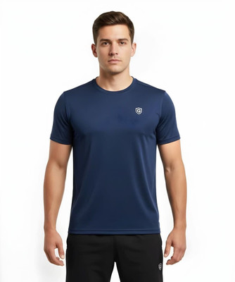 Gur Style Solid Men Crew Neck Blue T-Shirt