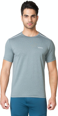 VAN HEUSEN Striped Men Round Neck Blue T-Shirt