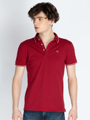 Status Quo Solid Men Polo Neck Red T-Shirt