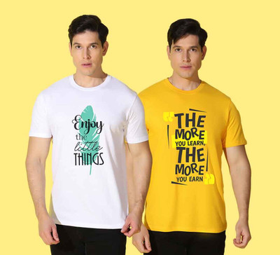 WOOSTRO Printed Men Round Neck Multicolor T-Shirt