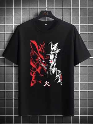 TEZZA Printed Men Round Neck Black T-Shirt