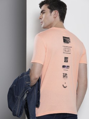 The Indian Garage Co. Printed Men Round Neck Orange T-Shirt