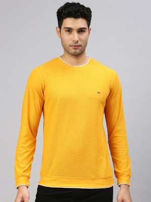 Zedd Solid Men Round Neck Yellow T-Shirt