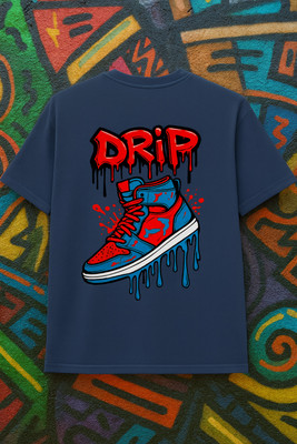 Desi Hood Graphic Print Men Round Neck Navy Blue T-Shirt