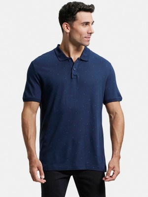 JOCKEY Printed Men Polo Neck Blue T-Shirt