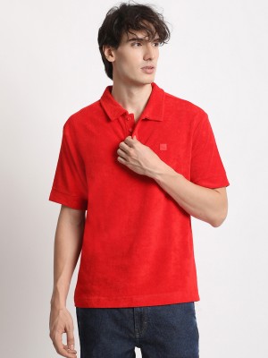 THE BEAR HOUSE Solid Men Polo Neck Red T-Shirt