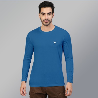 FTX Solid Men Round Neck Dark Blue T-Shirt