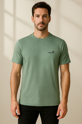 Sportz Fit Solid Men Round Neck Green T-Shirt
