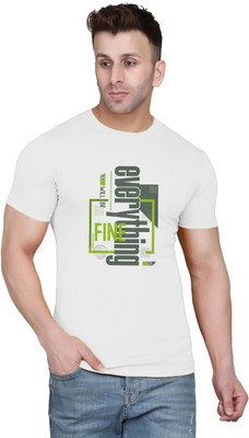 Aditi Fashion Printed Men Round Neck White T-Shirt