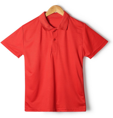 Global Hub Solid Men Polo Neck Red T-Shirt